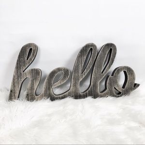 Farmhouse “hello” Distressed Rustic Wood Sign